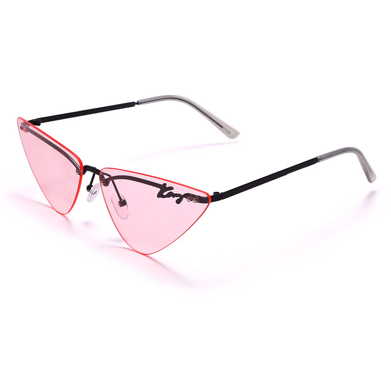 Rimless Fashion Trim Cat Eye Sunglasses for WOMEN