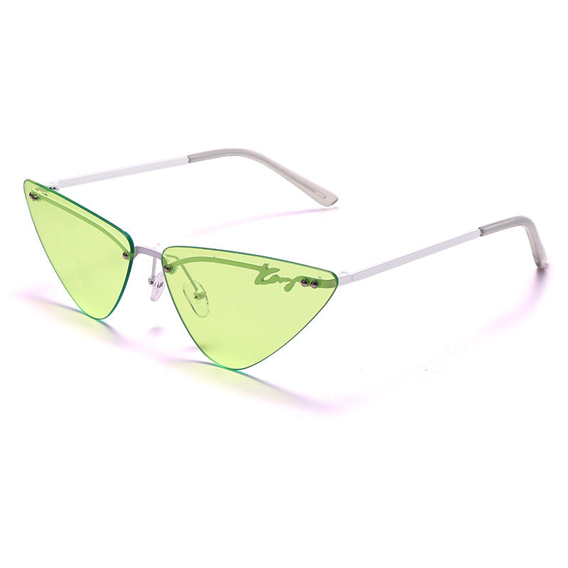 Rimless Fashion Trim Cat Eye Sunglasses for WOMEN